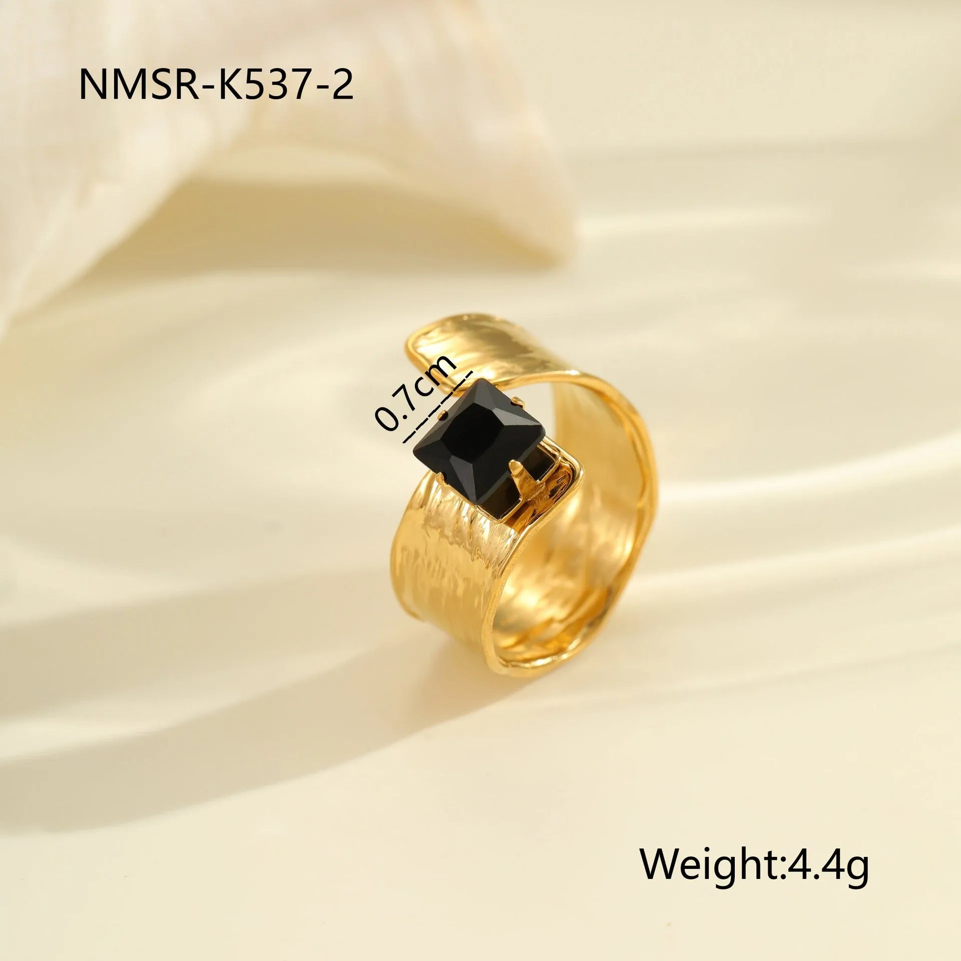 Women's titanium steel ring with geometric open mouth design and inlaid zircon stones