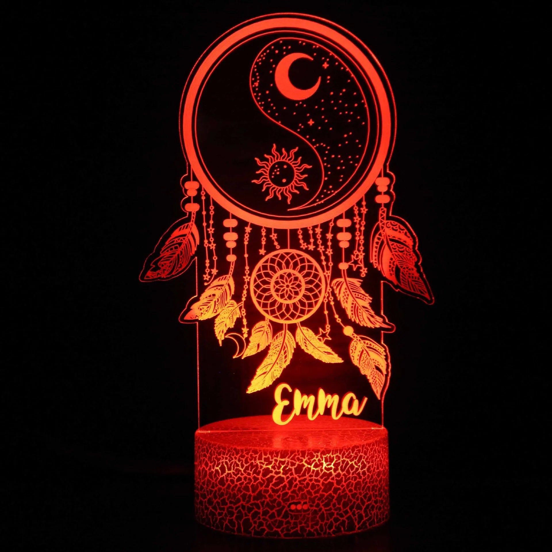 Small 3D cartoon-style LED night lamp with touch-sensitive base and colourful light projection.