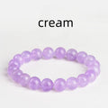 Amethyst crystal beaded bracelet with round lavender beads showing water ripple geometric pattern