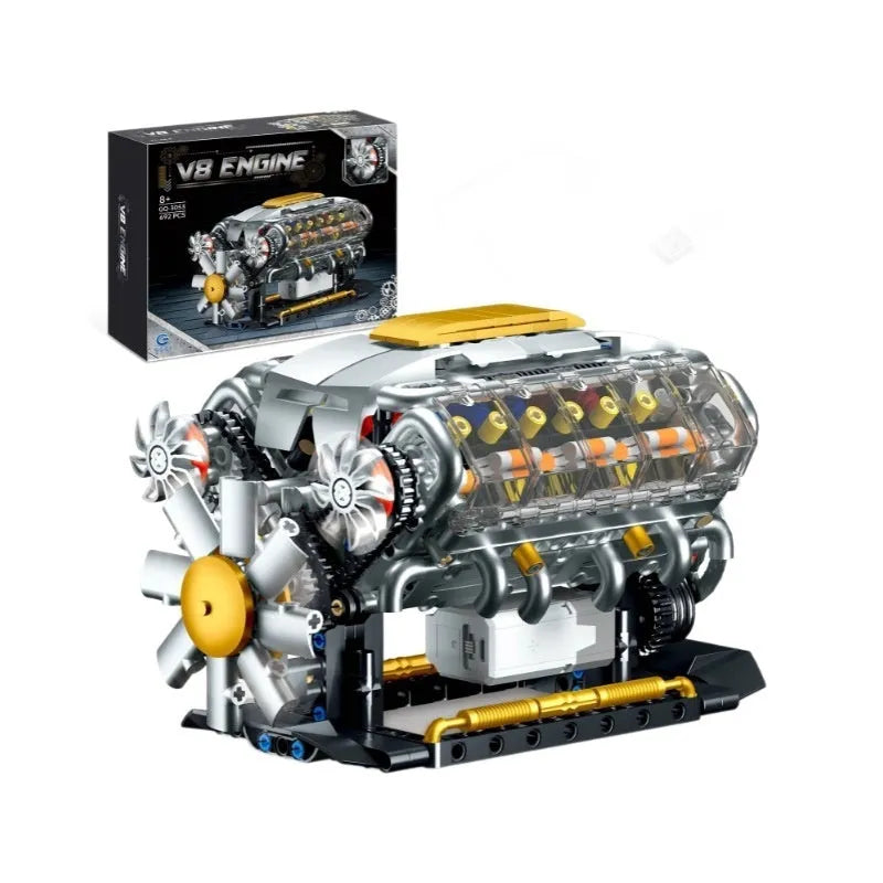 Engine electric turbo building blocks set with motor and data line in colour box