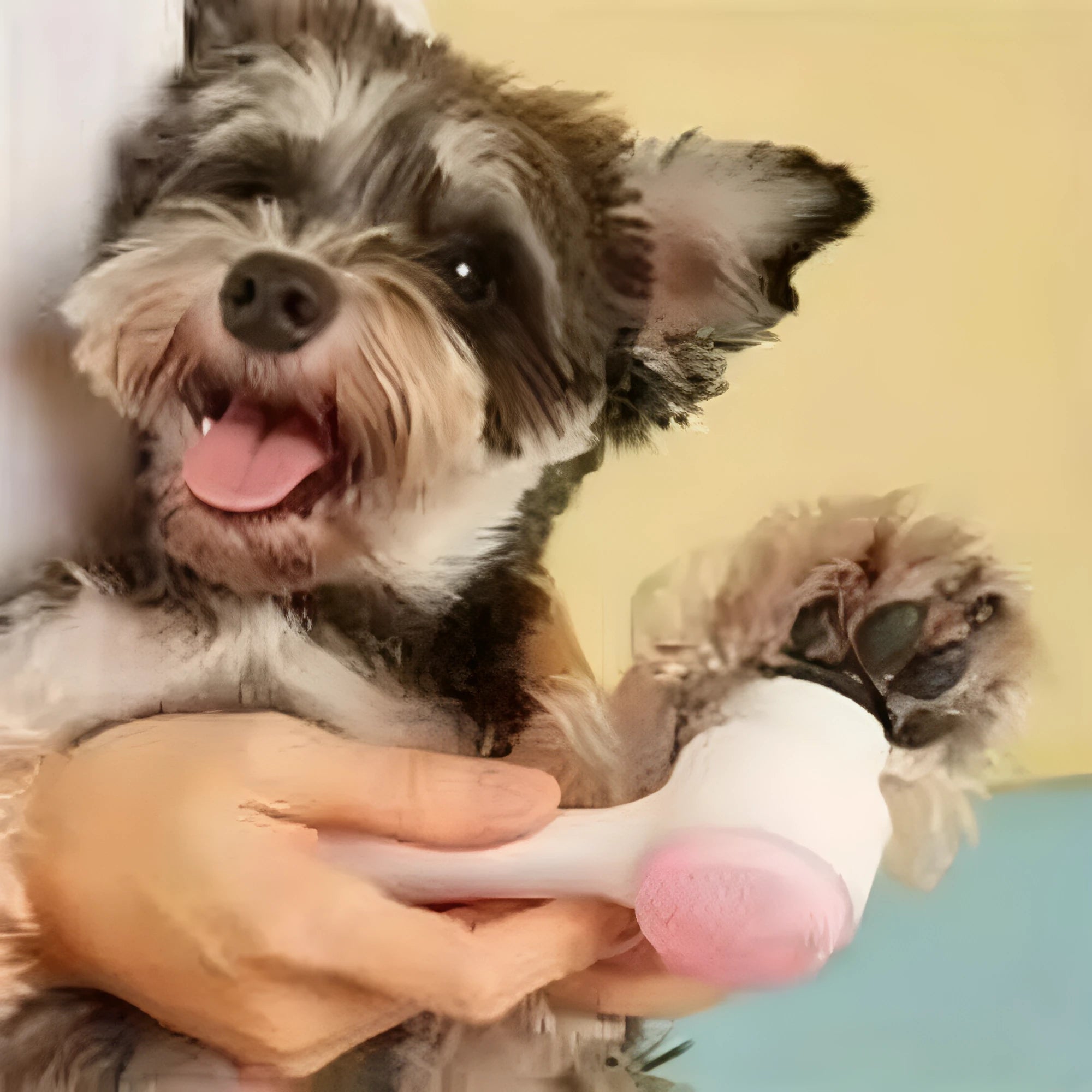 Blue nylon bristle paw brush for grooming dogs and cats on a white background