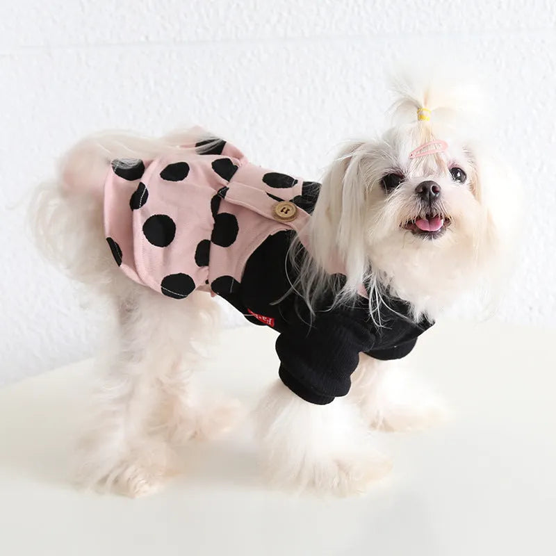 Matching couple pet clothes for dogs with lapel shoulder strap design in casual style