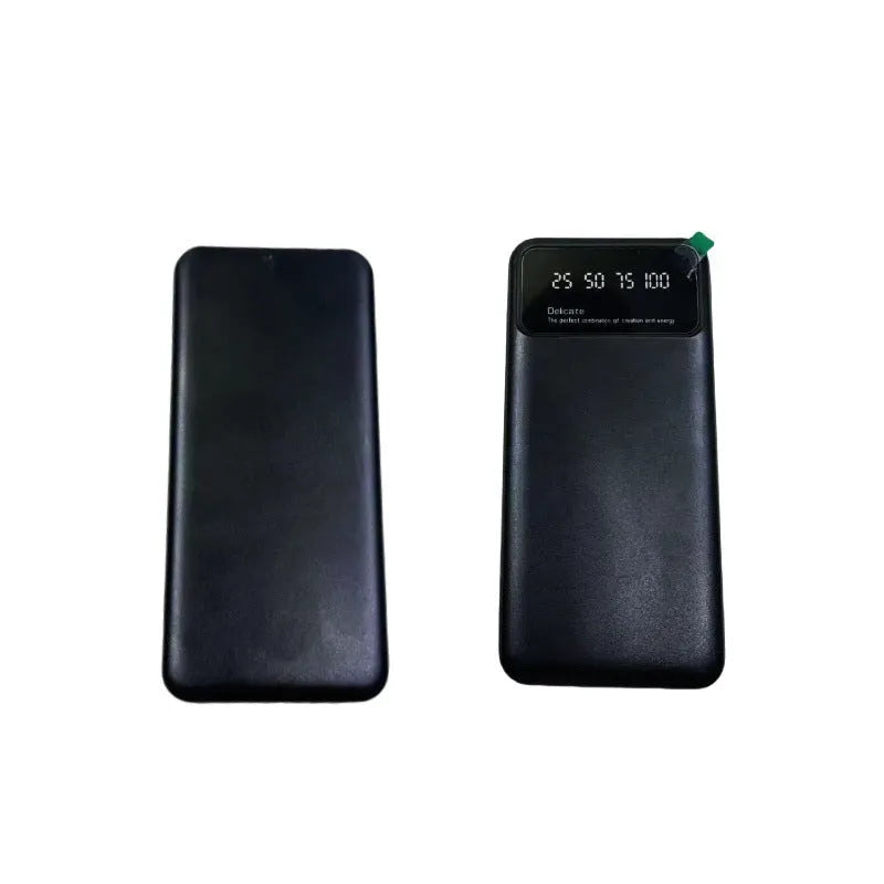 Black ultra-thin power bank showing compact dimensions and creative design