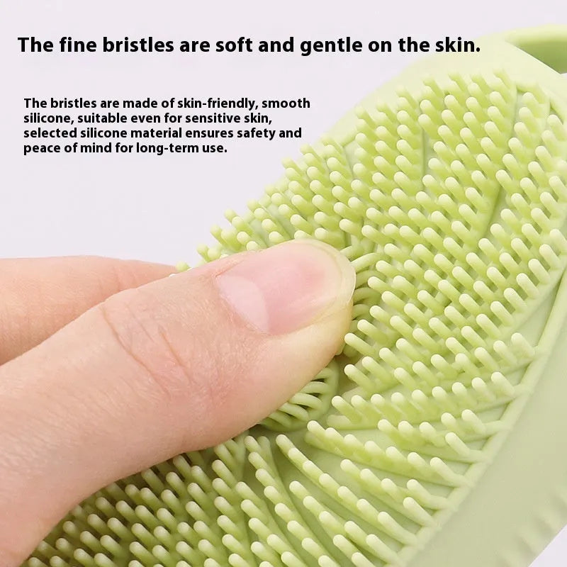 Silicone bath brush storage bottle in various colours showing 100ml capacity for bathroom organisation.