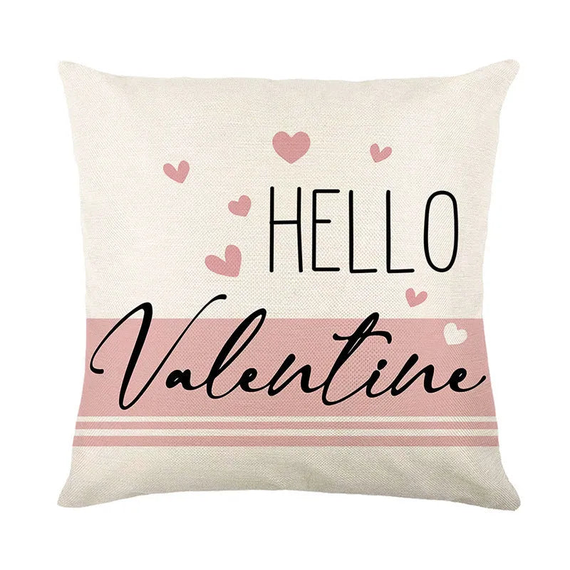 Red and white plaid heart pattern printed on a square 45x45cm decorative pillow cover.