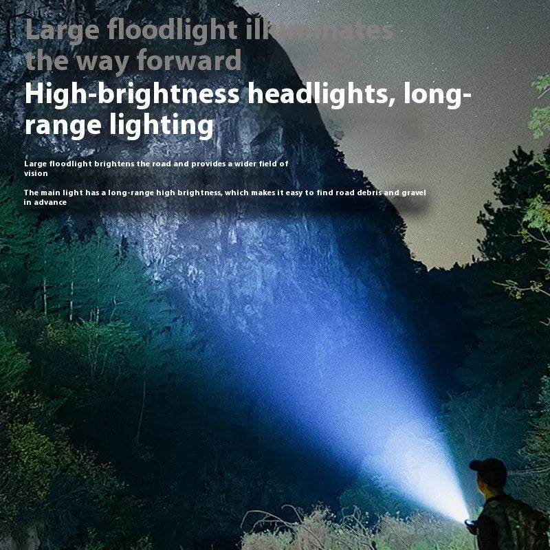 Aluminium alloy bicycle headlight with six XPT lamp beads showing quick-release mounting system