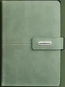 Customisable A5 notebook with PU leather cover in choice of colours, featuring wood-free paper.