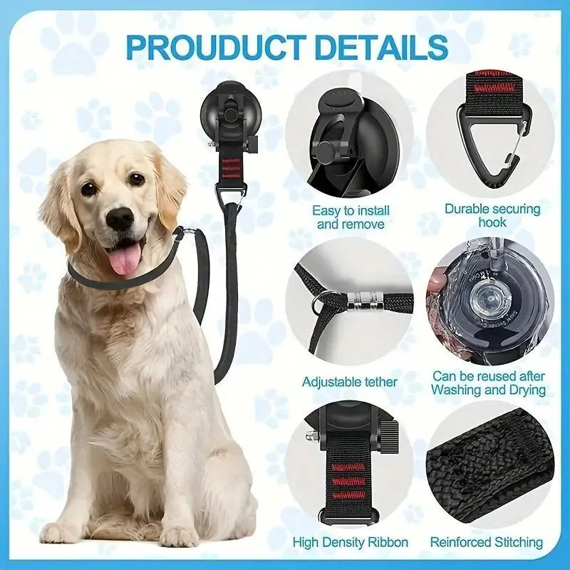 Pet bathing fixed artifact with suction cup traction rope and handcuffs in black or blue