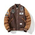 Men's thick loose pilot cotton-padded coat in black hood style polyester fabric winter outerwear