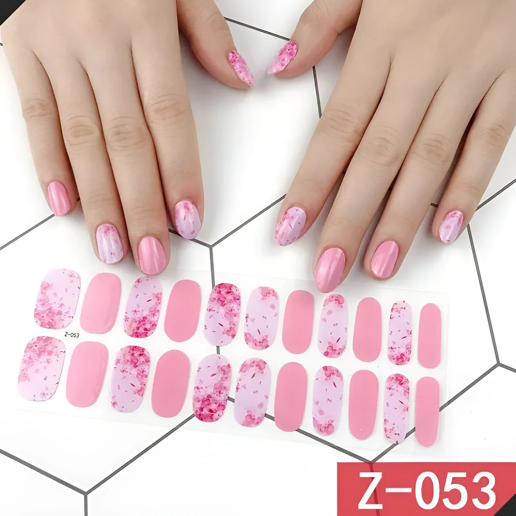 Korean nail stickers set showing cartoon, strawberry, flower, and embossed design nail art decorations