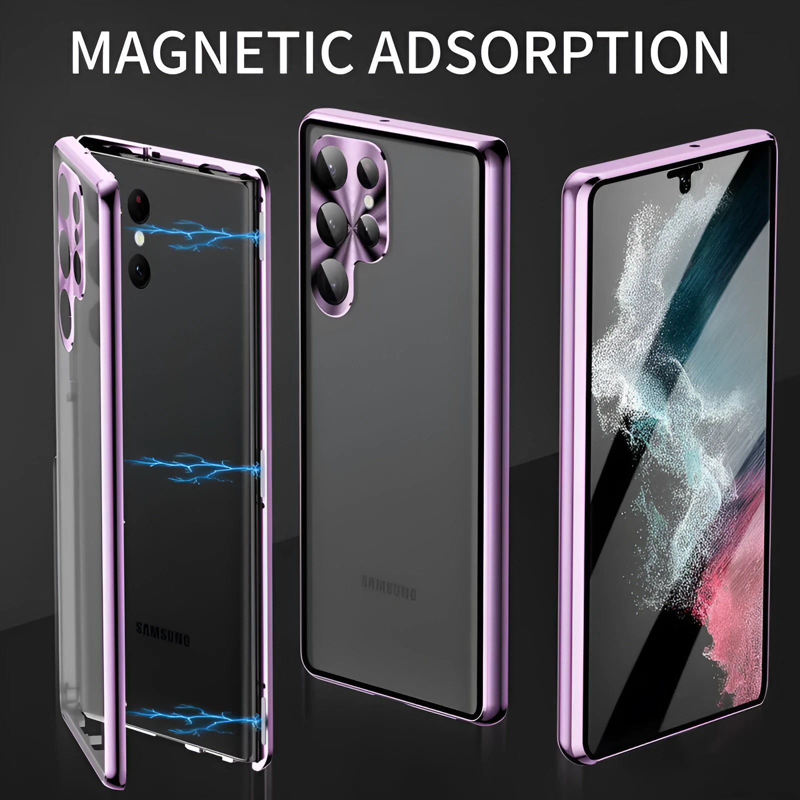 Metal magnetic king phone case with peep-proof mirror for Samsung S24 Ultra in multiple colours