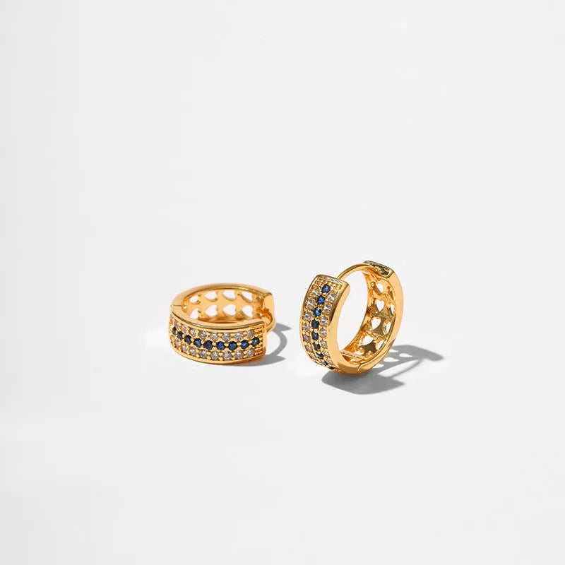 Geometric round women's earrings with 18K gold electroplated finish on copper base