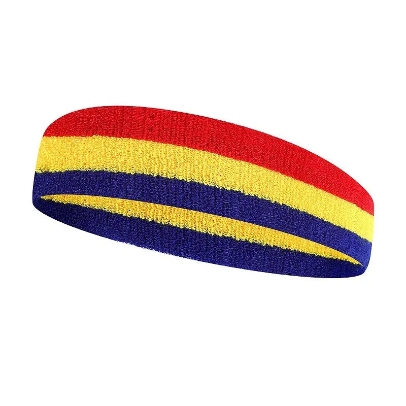 Sports headband for adults in multiple colour combinations including black red yellow
