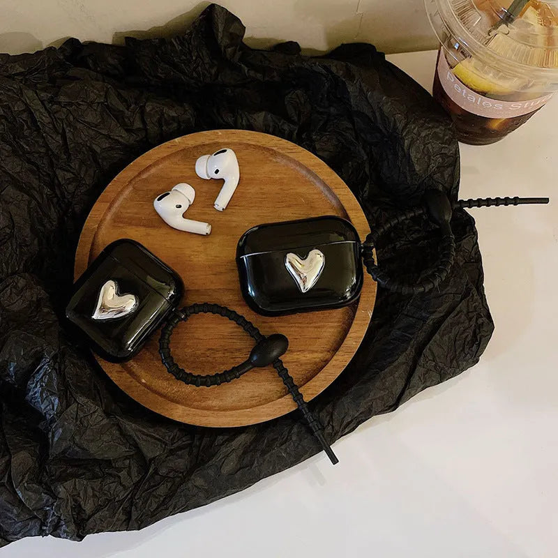 Creative electroplating love heart TPU earphone sleeve for AirPods charging case