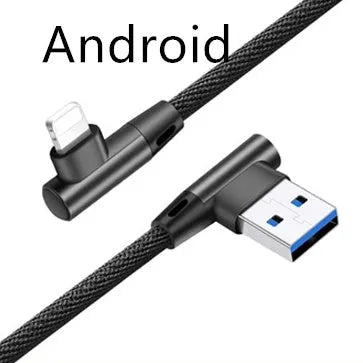 USB fast charging cable with pure copper core in black, blue and red colour options.