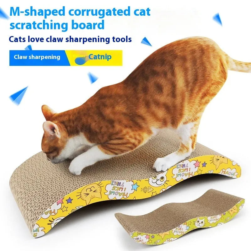 Corrugated paper cat scratch board showing various shape options like M-type and bone-type