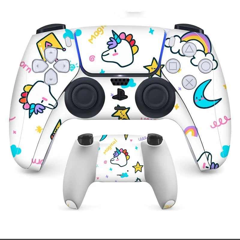 PS5 controller protective stickers with micro-frosted PVC material covering front and back surfaces