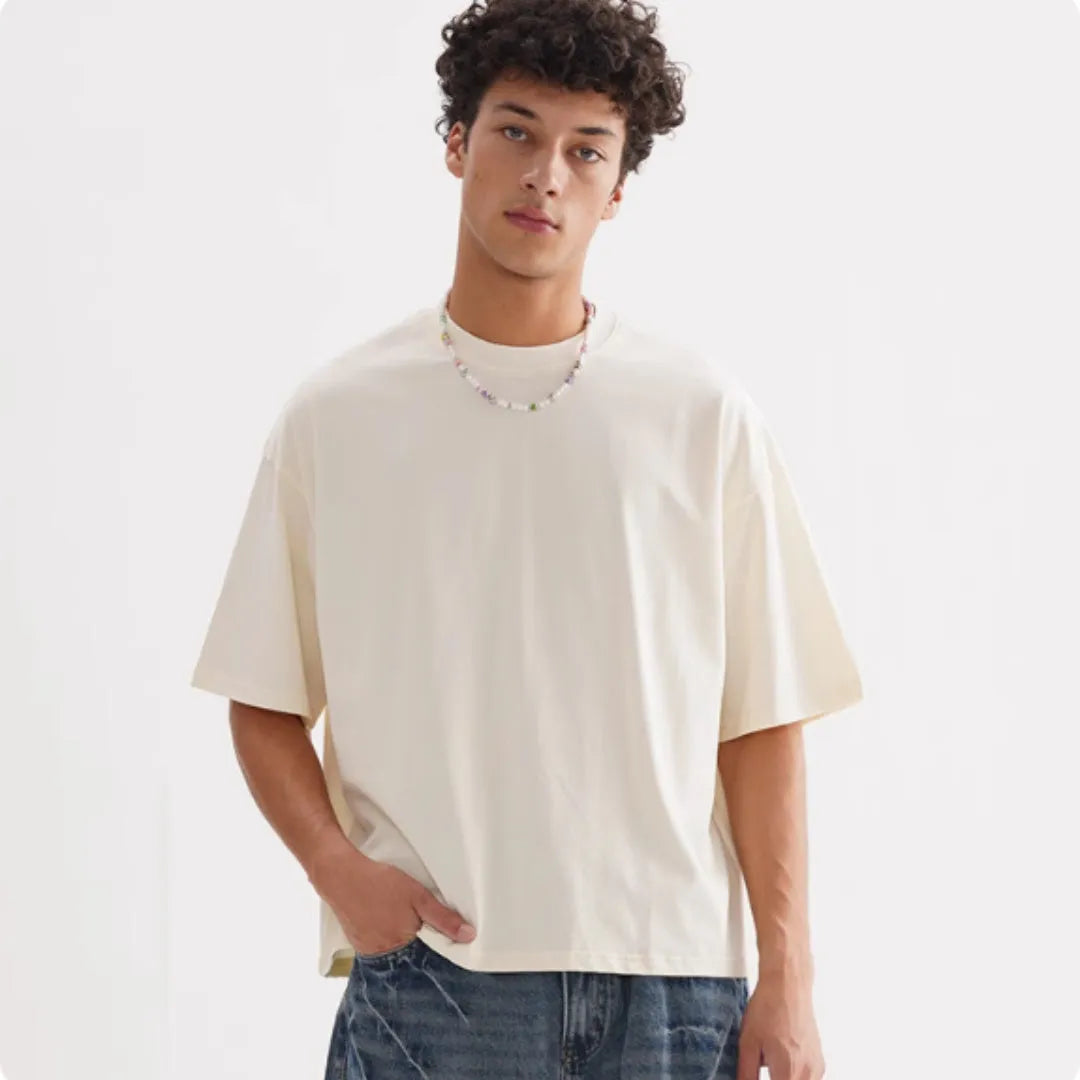 Loose fit pure cotton T-shirt in American style with short sleeves for summer wear
