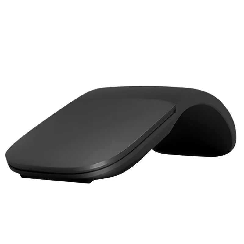 Black Bluetooth 4.0 folding touch wireless mouse shown in compact and folded position.