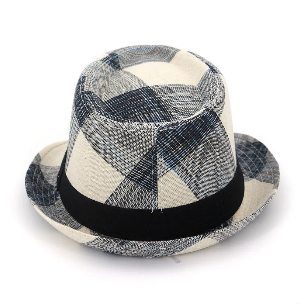 Men's and women's outdoor straw sun hat with 4.5cm brim in black or blue colour