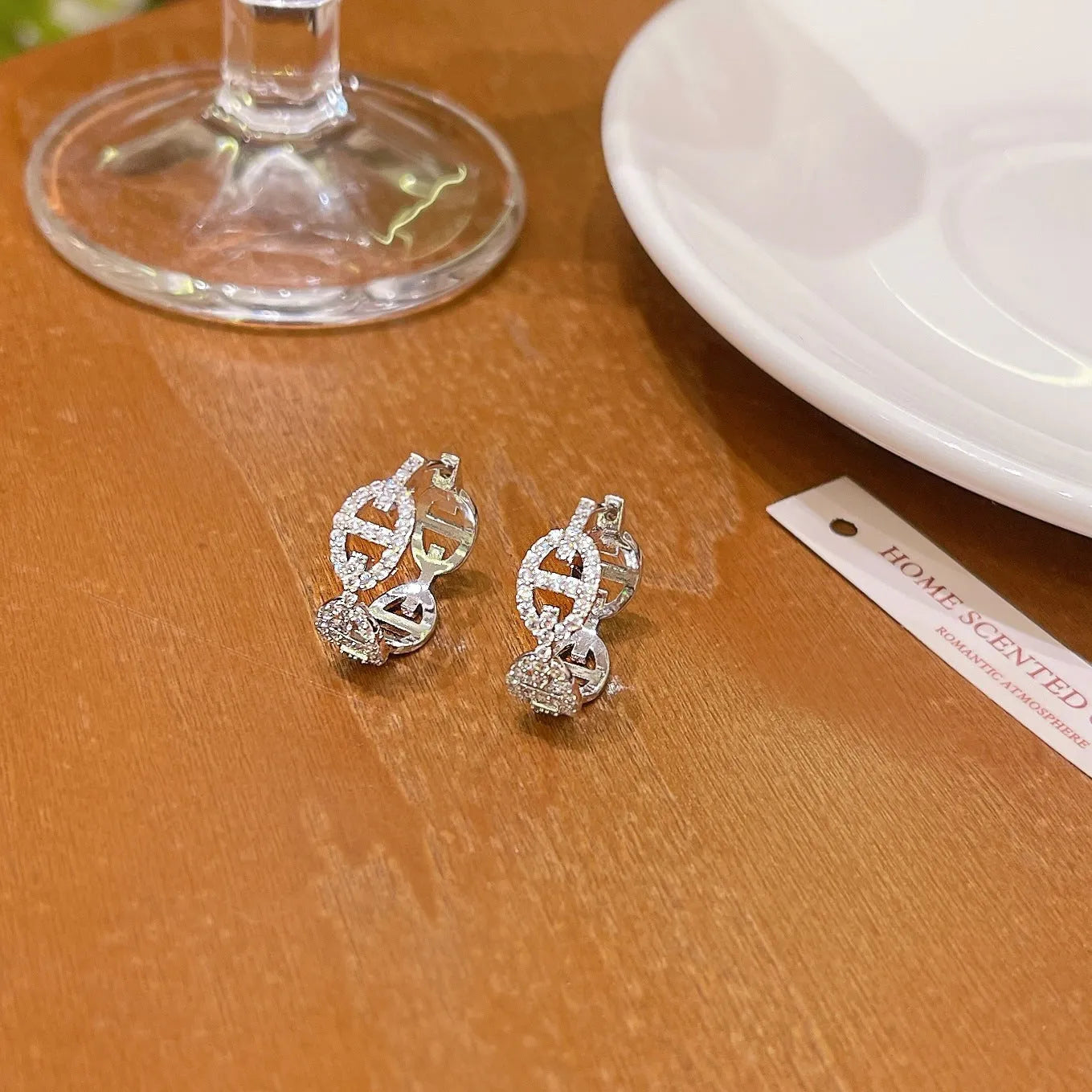 A pair of ladies casual earrings with electroplated copper construction and thick gold plating in silver, gold, or rose gold.