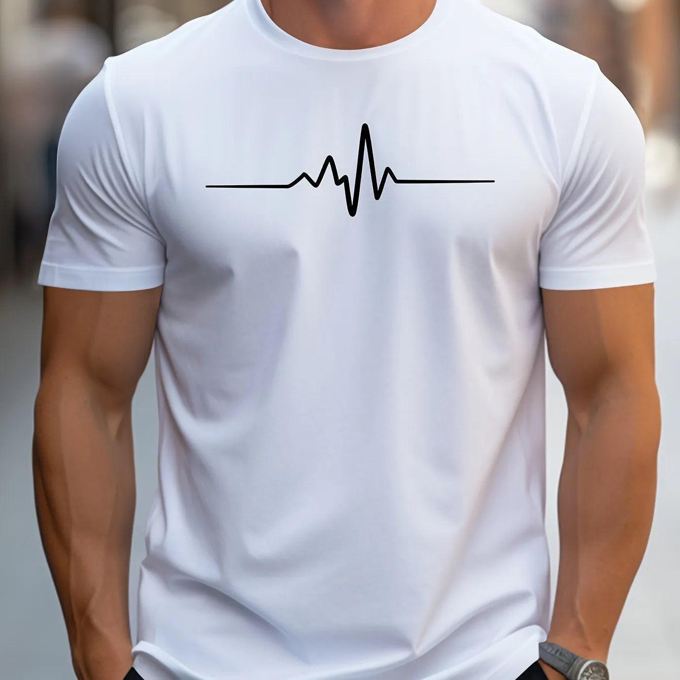 Men's loose fit T-shirt with 3D sports letter design in chemical fibre blend fabric