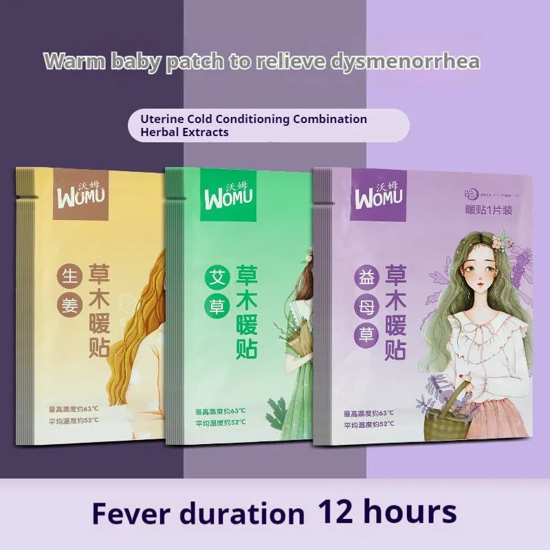 Self-heating herbal warming plaster in four formulation options for abdominal application