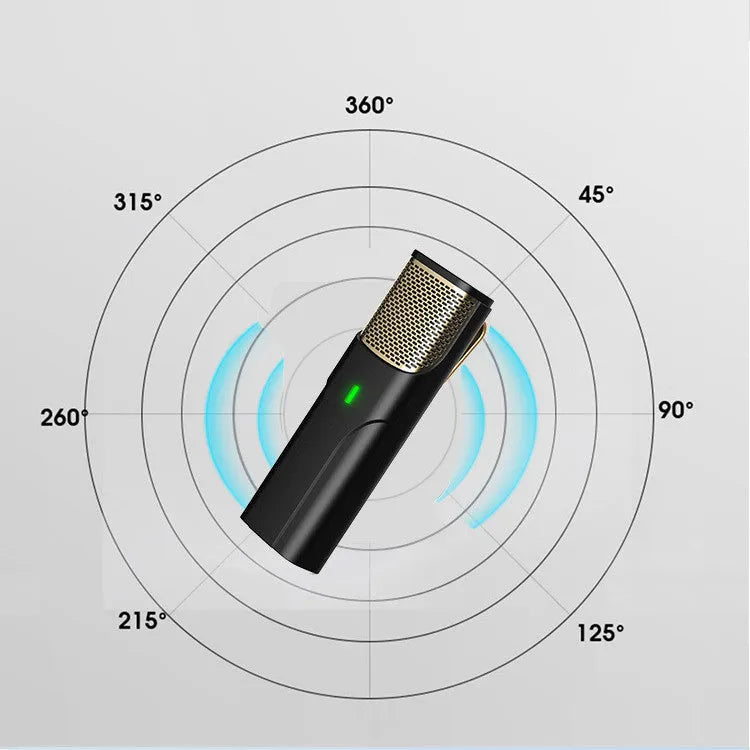 Black wireless lavalier microphone with Type-C cable for mobile recording and live streaming