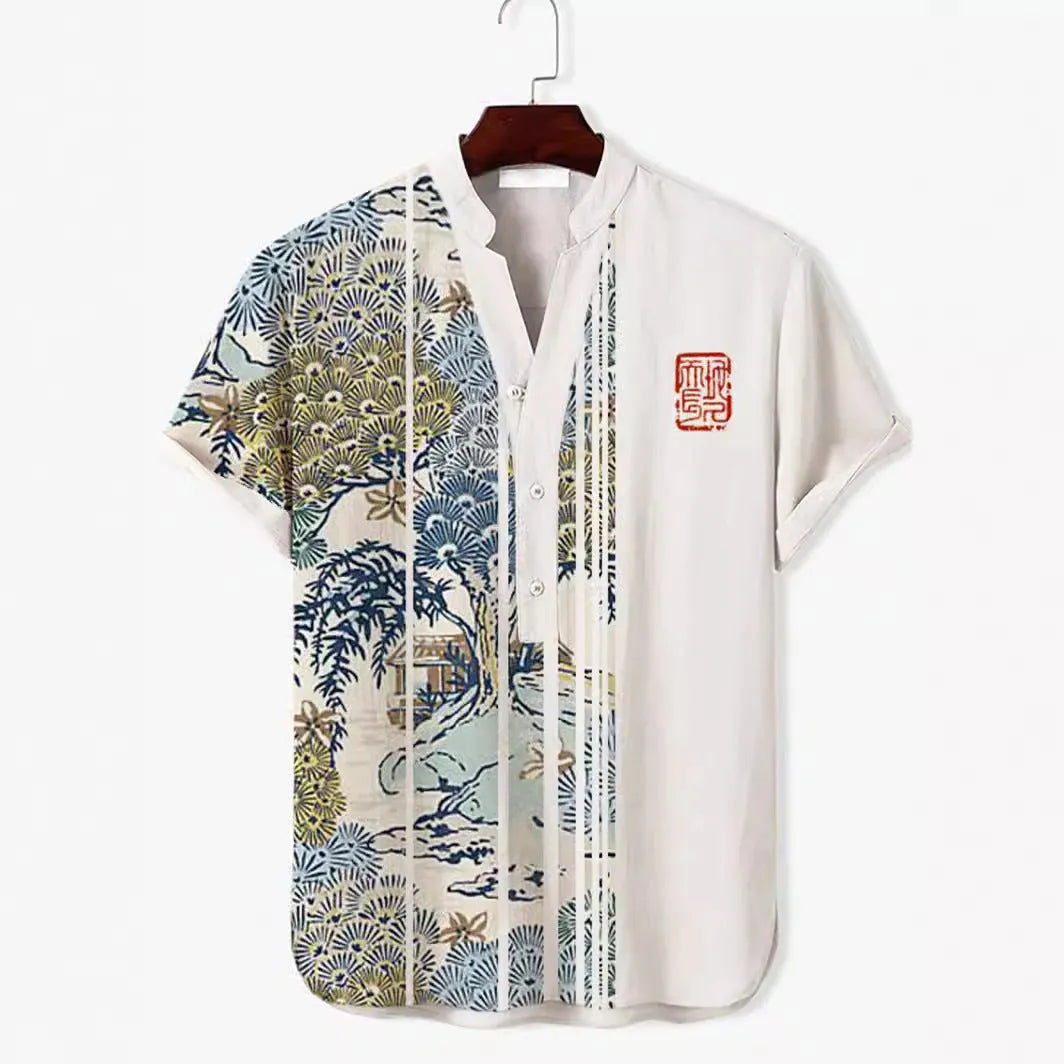 Men's short sleeve shirt with a detailed 3D digital animal graphic print on the front.
