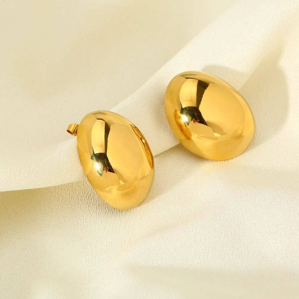 Geometric line stud earrings with 18K gold plating and glazed surface in DFE139 colour