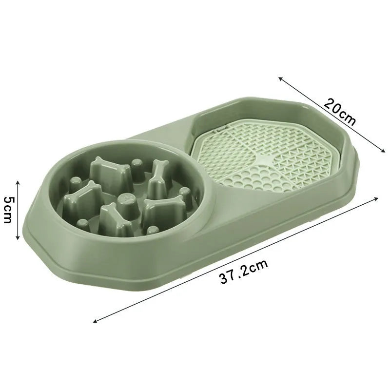 Blue slow feeder dog bowl with maze pattern for small to medium dogs measuring 37cm diameter