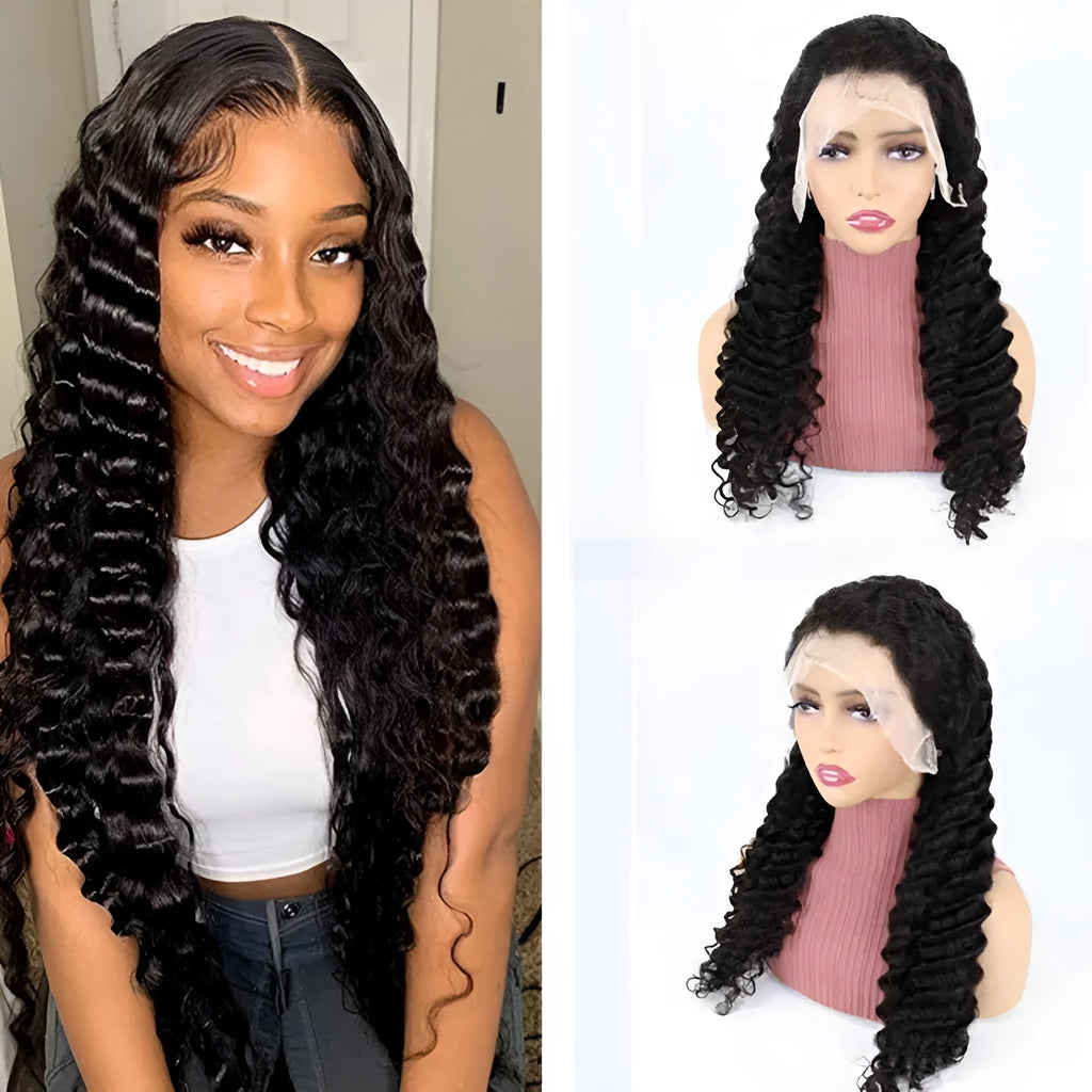 Solid colour half-lace front human hair wig displayed at 26-inch length