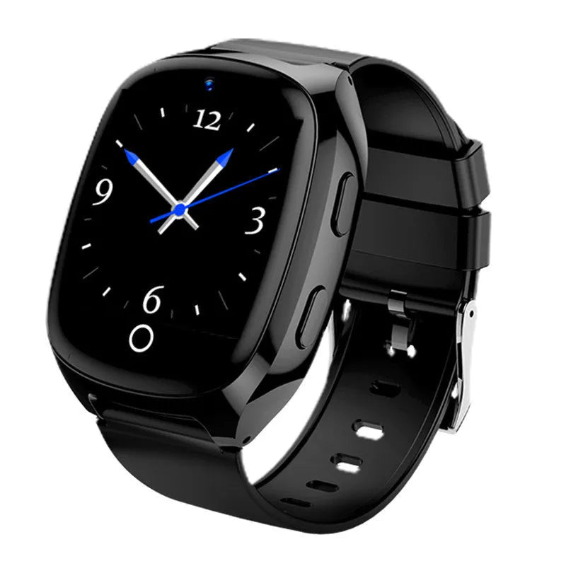 Black GPS tracker smartwatch with a 1.54-inch touch screen displaying a watch face.