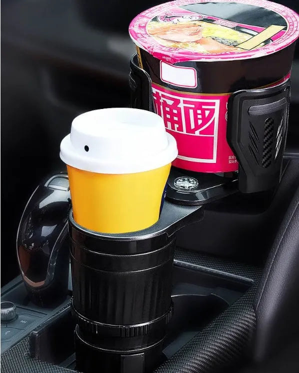 Carbon black adjustable car cup holder with retractable base for 6.5-10 cm drink bottles