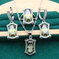 Yellow and olive anti-allergy zircon jewellery set with snake bone chain necklace, earrings, ring, and bracelet