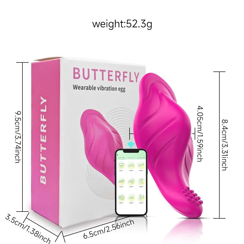 Rose red app-controlled wearable female massager with silicone construction and USB charging port