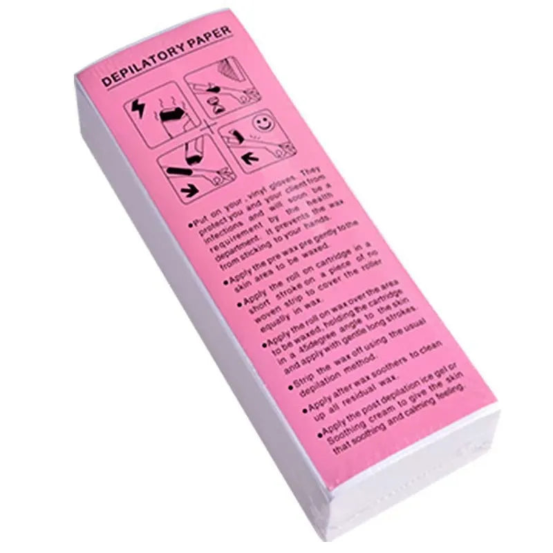 Non-woven fabric hair removal wax papers for waxing treatments in 50 or 100 piece packs