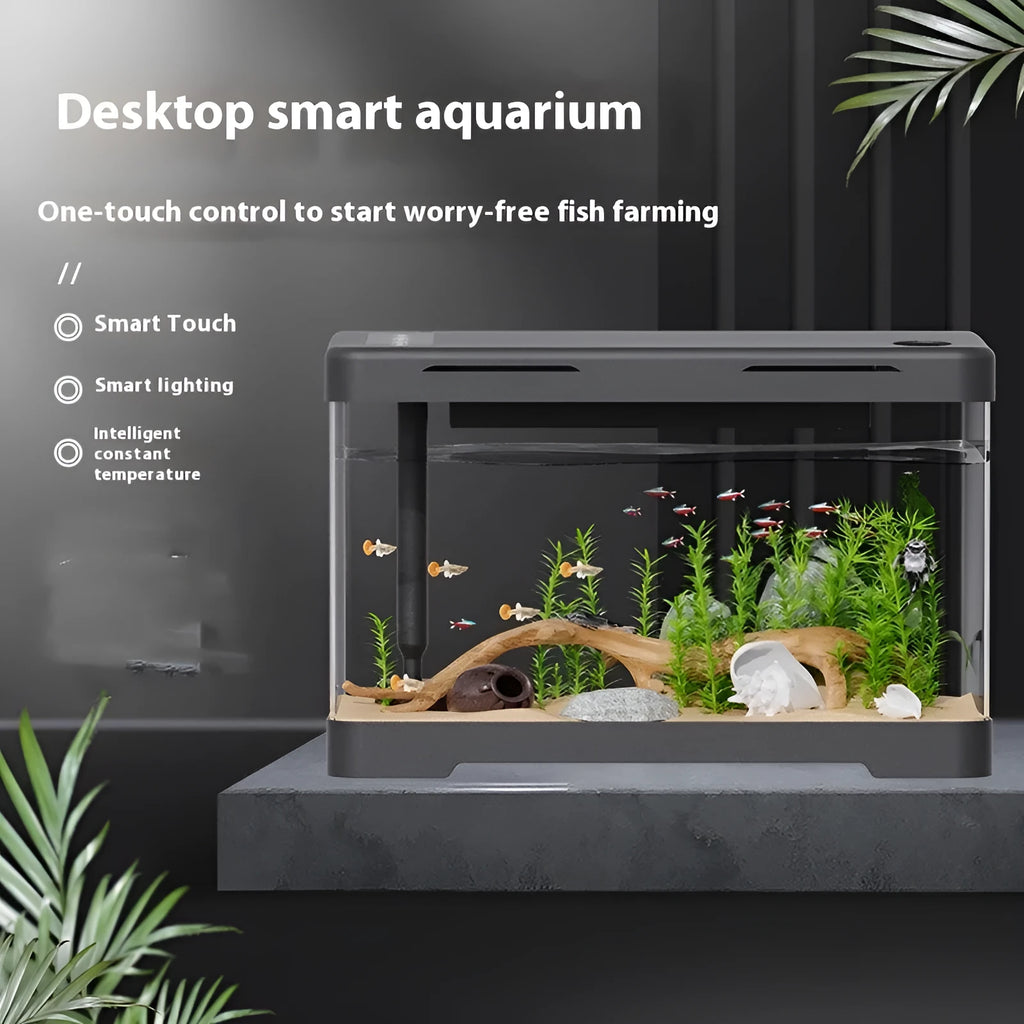 Acrylic fish tank transparent lazy design classic black bare cylinder aquarium
