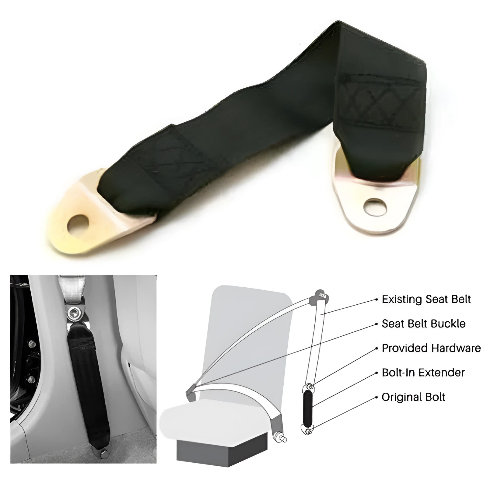Polyester door fixing belt with screws and nuts for securing doors in position