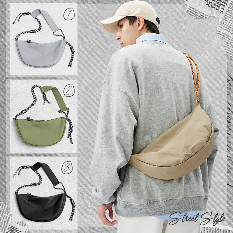 Men's lightweight nylon messenger bag in black, grey, khaki, and Army Green colours