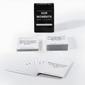 Black box of Our Time Lovers Edition coated paper communication cards for couples, showing 9x6.5x3.5 cm dimensions.