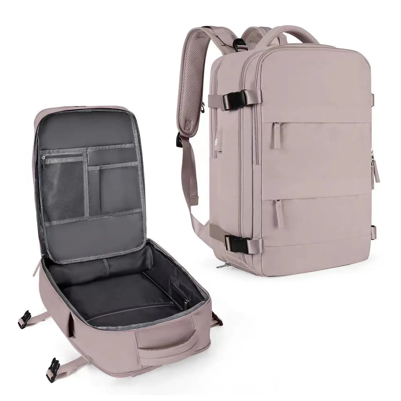 Large waterproof nylon mummy backpack shown in one of 32 available colours, suitable for travel and hiking.