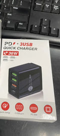 20W Quick Charge 3.0 multi-port USB fast charger in black or white colour options