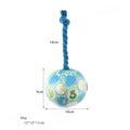 Blue elastic football dog tug toy made from cotton rope for interactive play