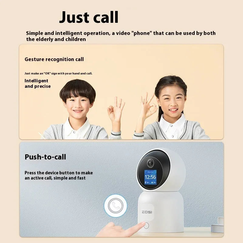 Zhou Shi white plastic wireless Wi-Fi indoor home security camera on a screw-fixed bracket.