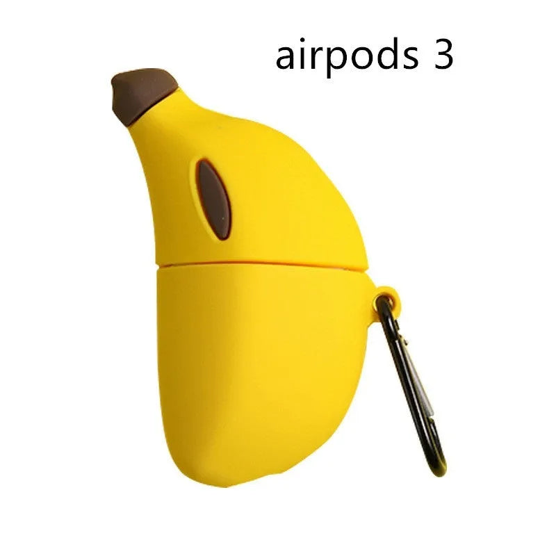 Yellow banana design silicone protective case for AirPods Pro wireless headphones