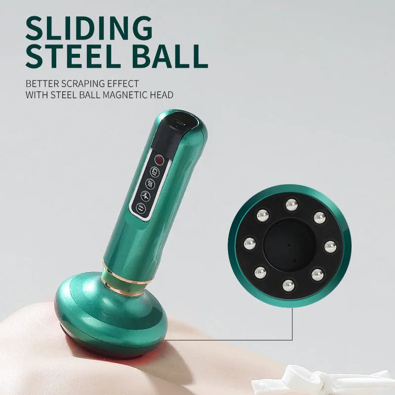 Green electric vacuum cupping massager with USB charger and essential oil head