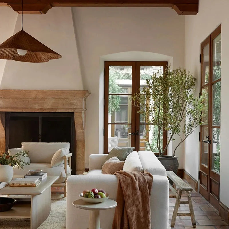 Silent Style rattan-weaved ceiling lamp with woven texture and soft light glow.