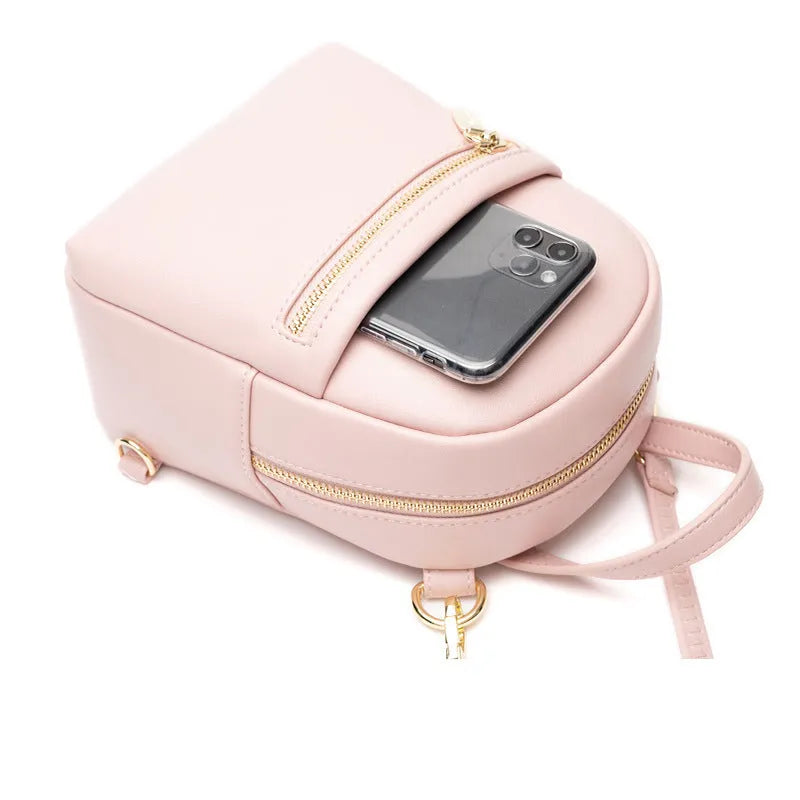 Soft PU street trend mini backpack in multiple colours with three-dimensional pocket
