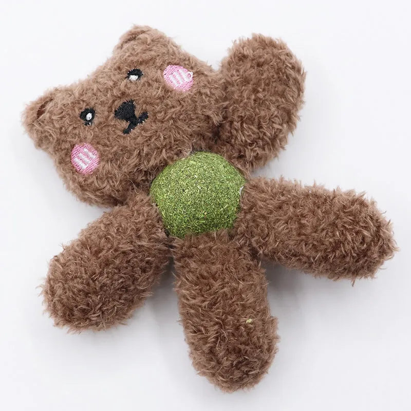 Edible catnip ball chewing toy in animal designs for indoor cat dental care